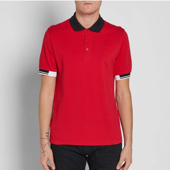 Raf Simons X Fred Perry Tipped Cuff Polo England Red Size 44/Large New With Tags - Picture 1 of 13